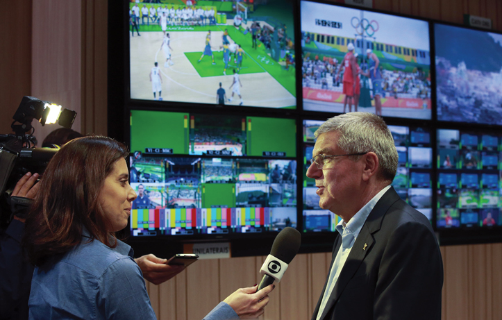 MPC and IBC visit - RIO De JANEIRO - BRAZIL- 8th Aug 2016: IOC President, Thomas Bach, during a visit to the MPC and IBC in Rio de Janeiro...Photograph by IOC/Ian Jones