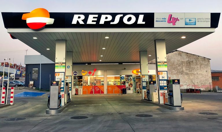 Ponferrada,,Spain.,Circa,October,2017.view,Of,Repsol,Gas,Station,In