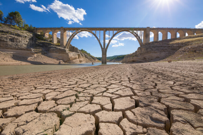 Landscape,Of,Dry,Earth,Ground,And,Viaduct,,Extreme,Drought,In