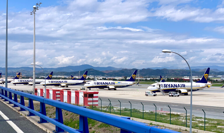 Malaga,Airport,,Malaga/spain,-,04,14,2020:,Ryanair,Planes,Parked