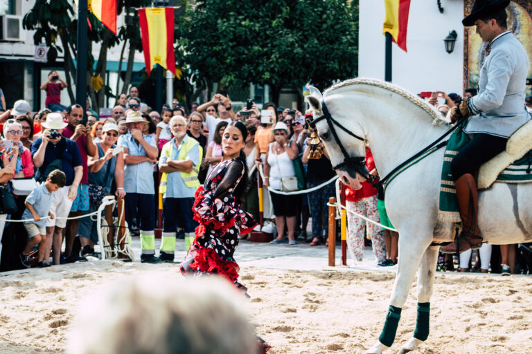 Fuengirola,,Spain;,Sept,,21,,2019;,Rider,Riding,A,White,Horse