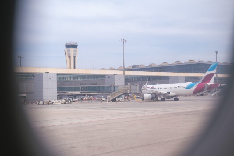 Malaga,,Spain.,Airplane,On,Runway,Seen,From,Passenger,Window,With